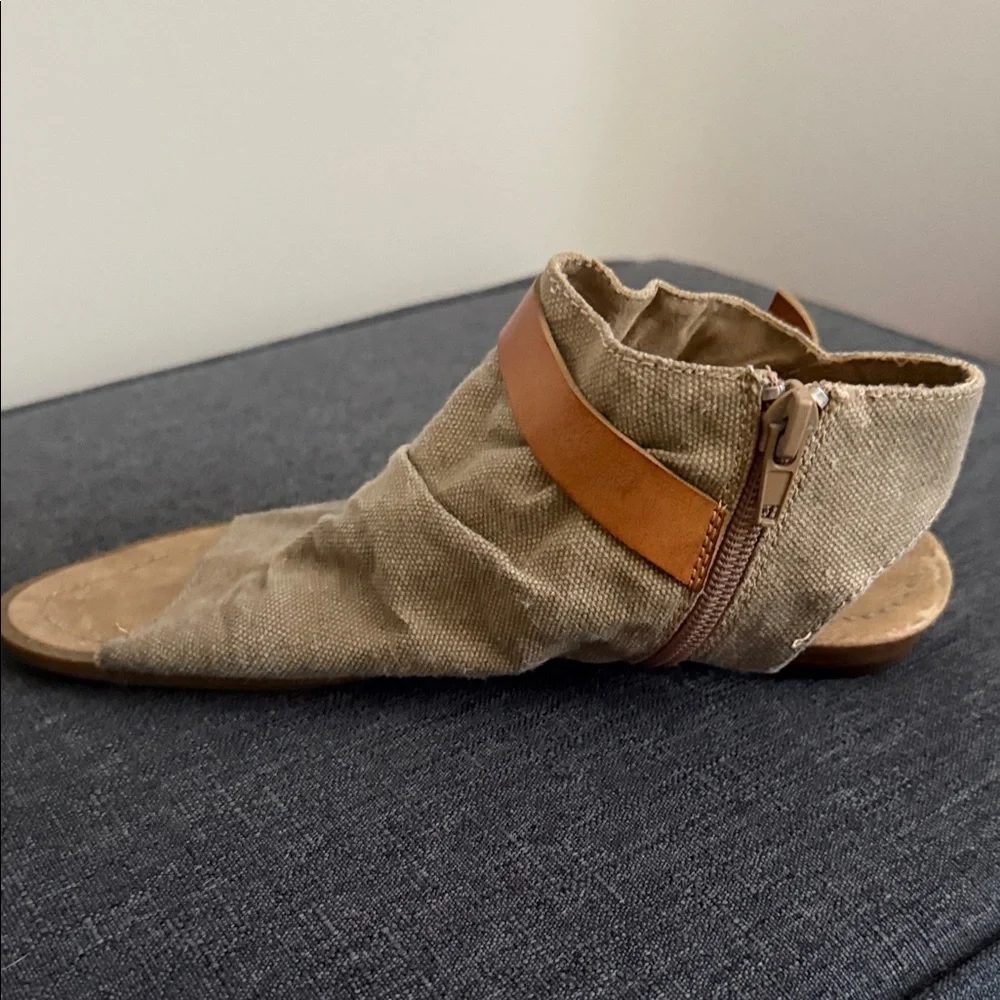 Blowfish Tan Canvas Sandal with Brown Leather Strap